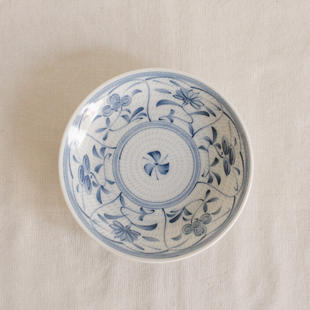 빈티지 파란 꽃무늬 그릇